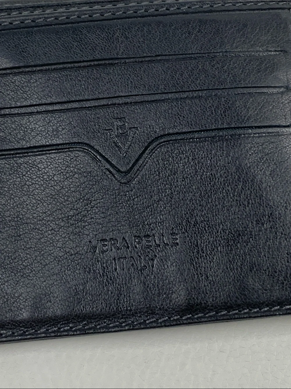 Vera Pelle Italy Black Leather Bi-Fold Men’s Wallet Genuine leather Green lining
